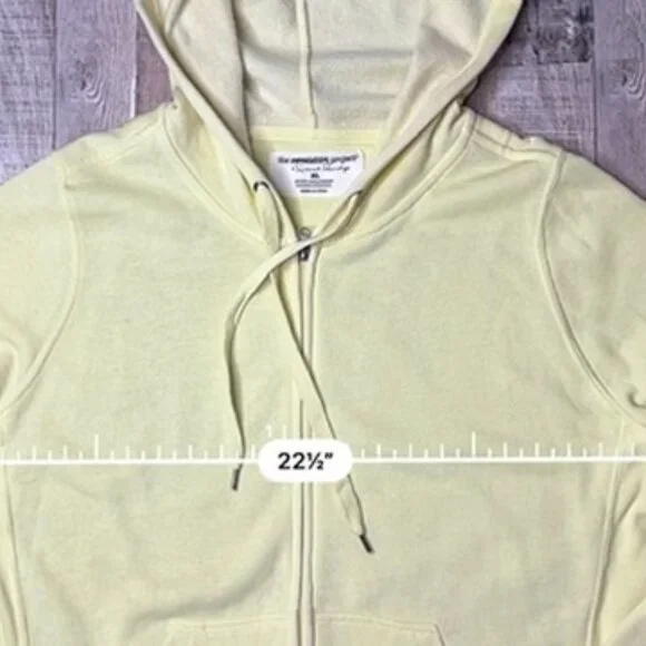 French Laundry Yellow Hoodie Zip Front Jacket Sweatshirt Fleece XL Casual NWT - Picture 5 of 10
